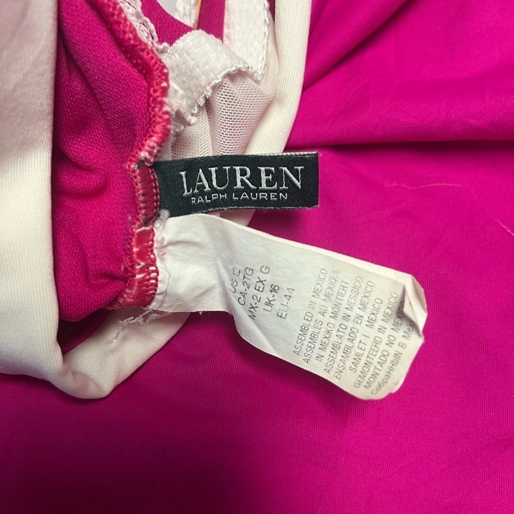 Ralph Lauren one piece bathing suit halter pink and white size 10 - Picture 5 of 5